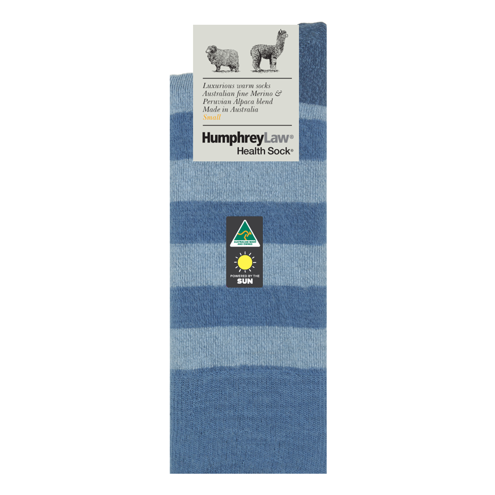 Humphrey Law Merino & Peruvian Alpaca Blend Stripe Health Sock Ultra Denim