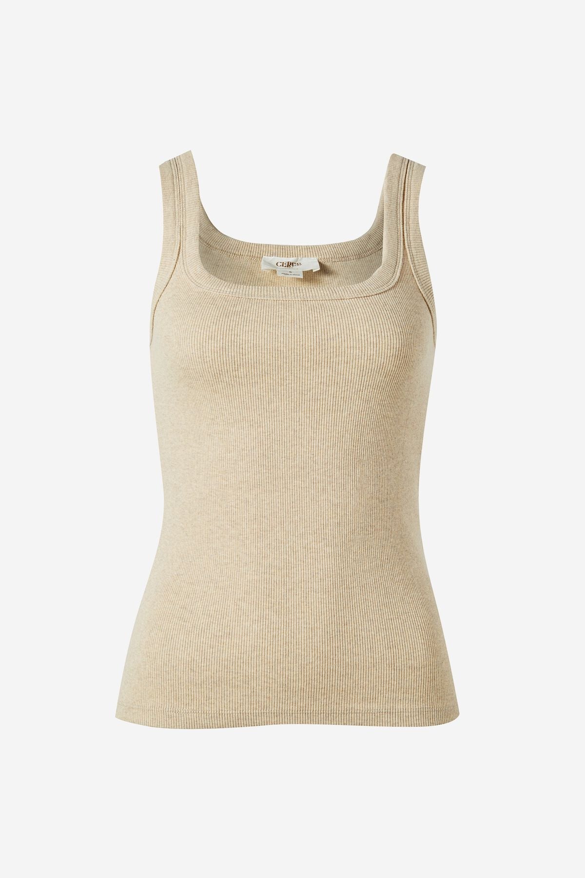 Ceres Zaeli Contour Rib Square Neck Tank Oatmeal Marle