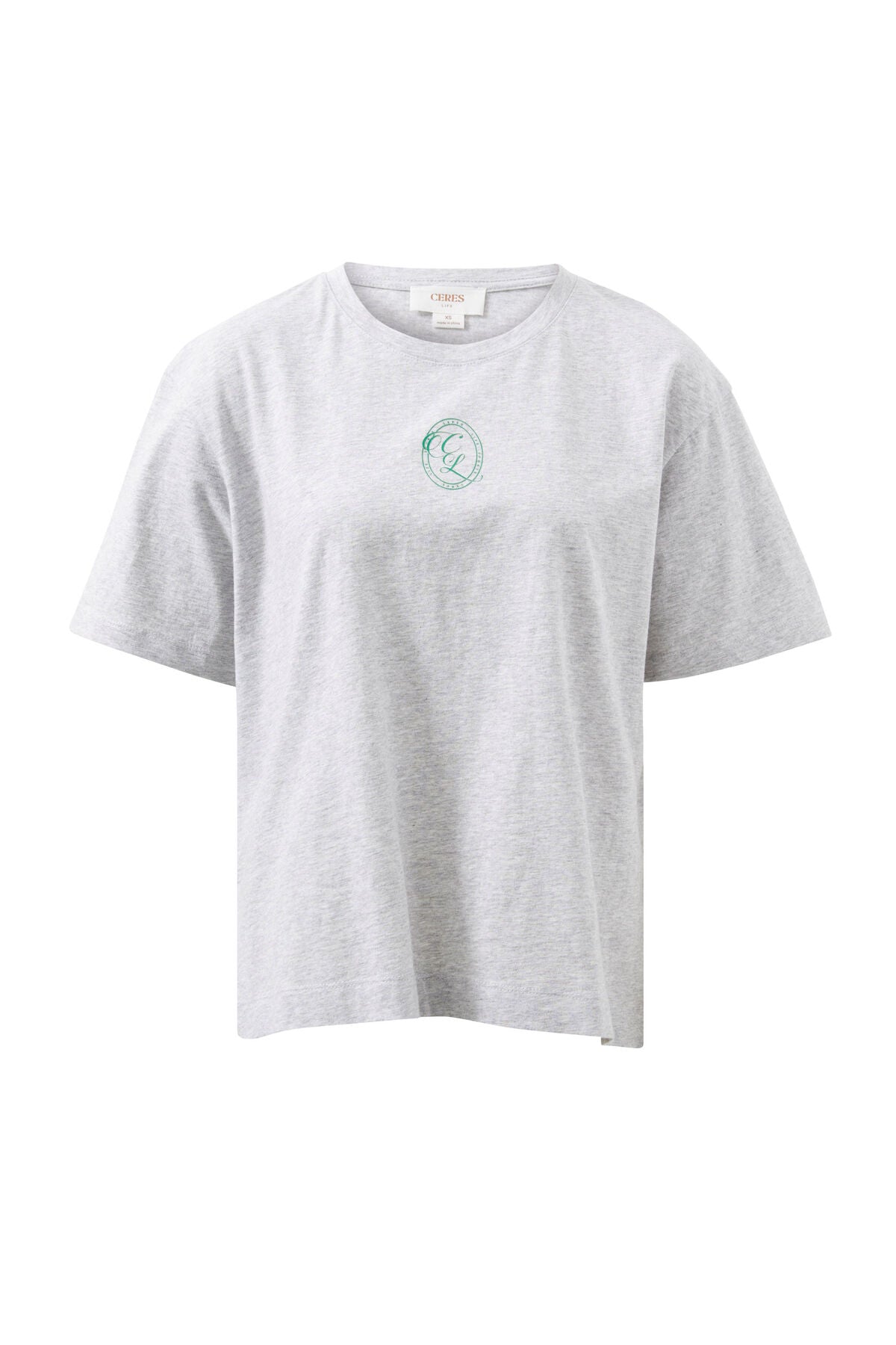 Ceres Stevie Slouchy Tee Cloud Marle/CL Crest Print