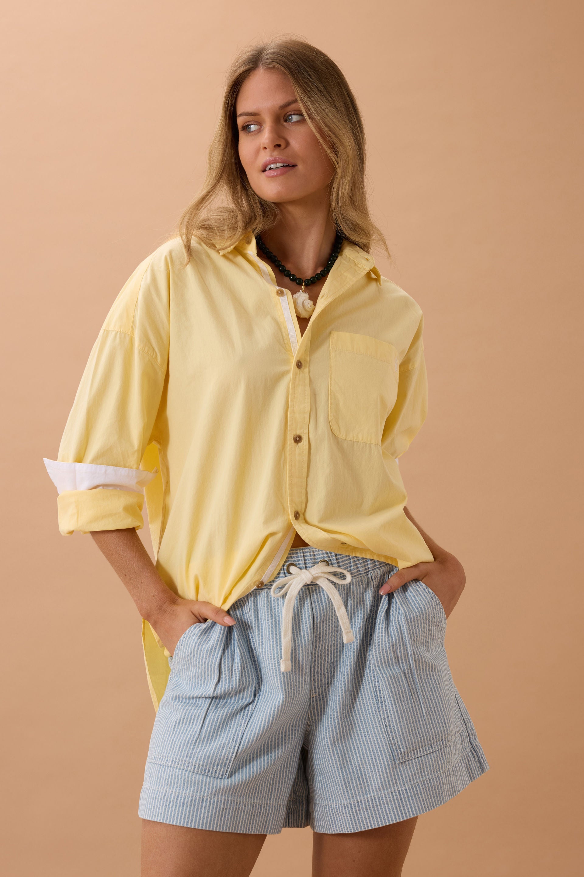 Ceres Darcy Relaxed Everyday Short Indigo/White Stripe