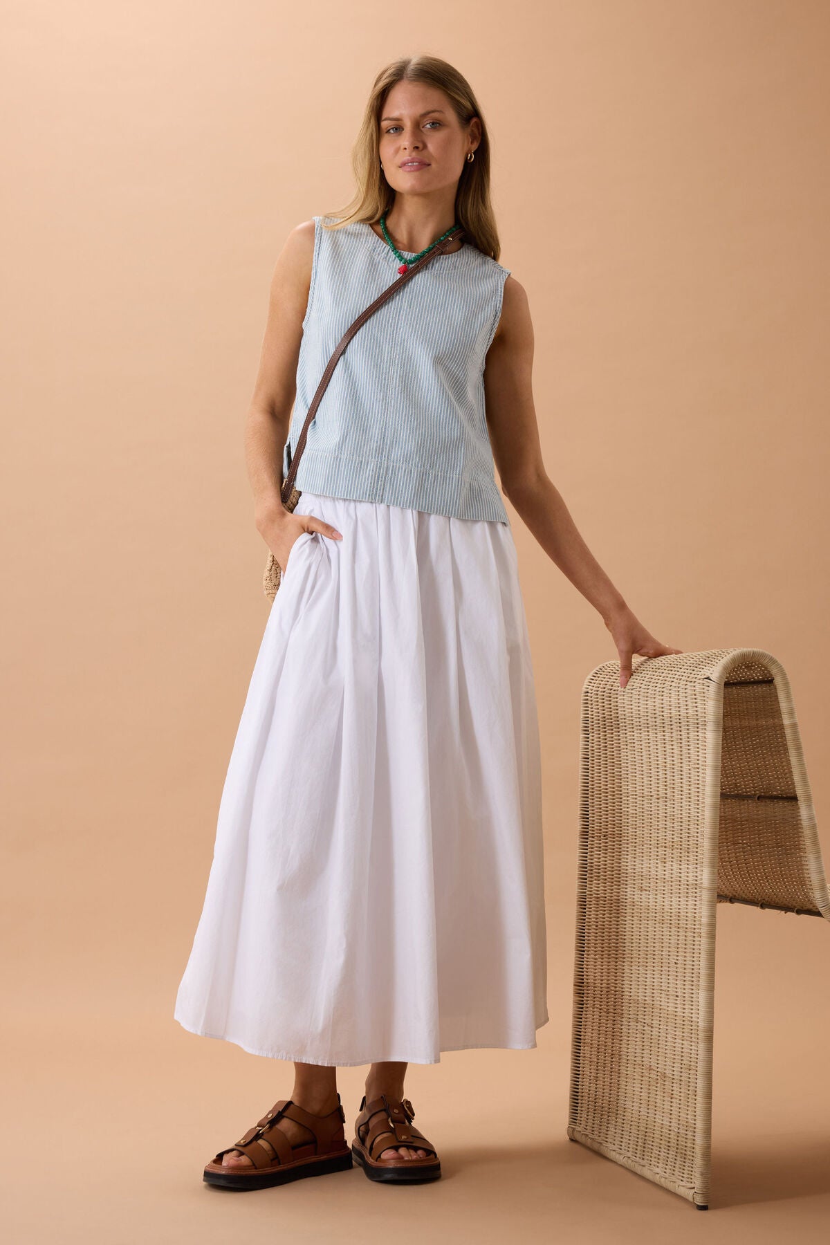 Ceres Maddy Shell Top Indigo White Stripe