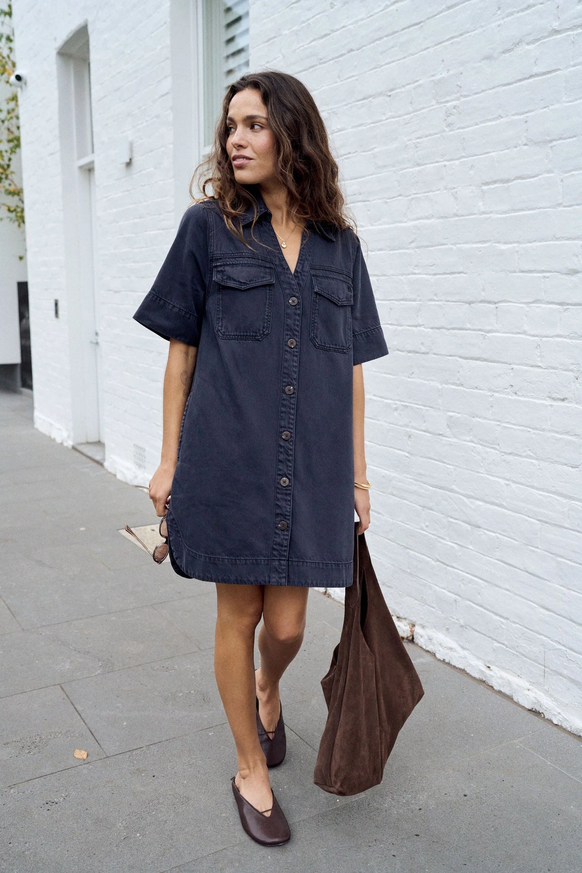 Ceres Life Bonnie Relaxed Shirt Dress Washed Black