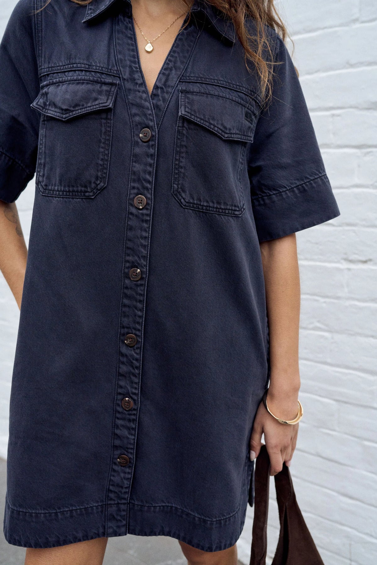 Ceres Life Bonnie Relaxed Shirt Dress Washed Black