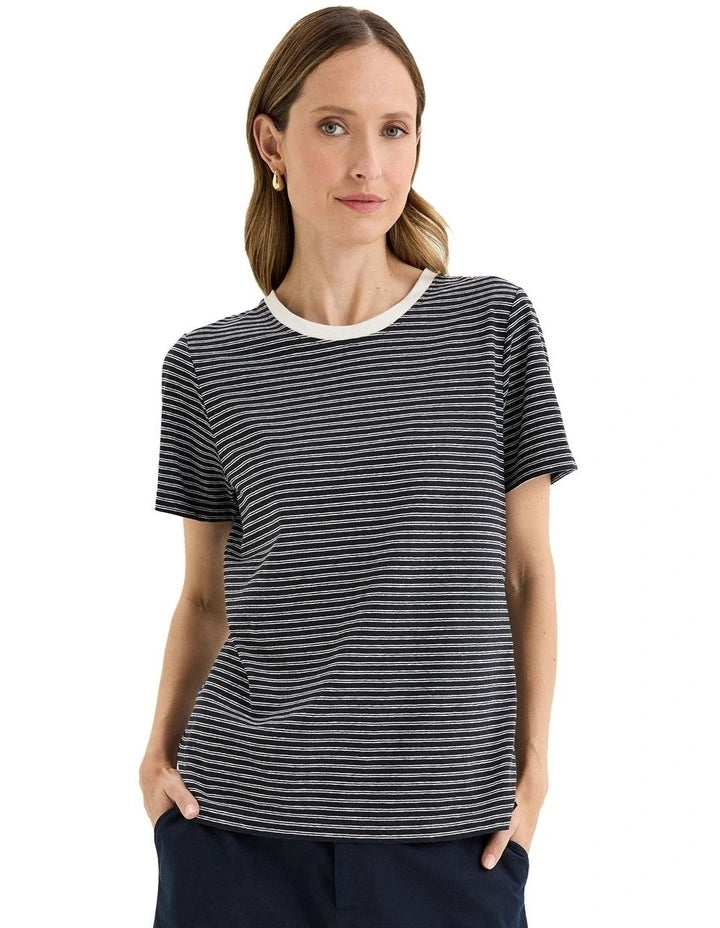 Yarra Trail Ridge Tee Navy/White