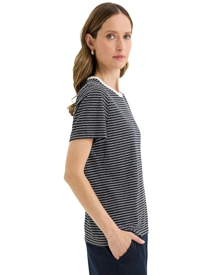 Yarra Trail Ridge Tee Navy/White