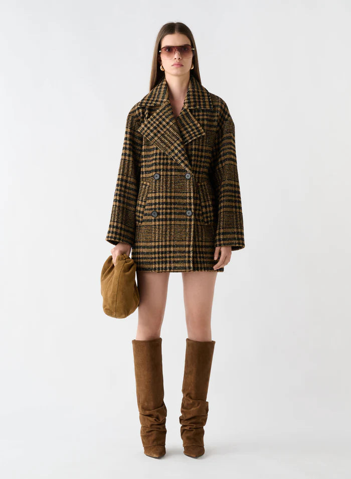 Esmaee Chronical Check Coat Khaki Check