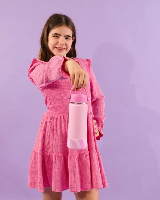 The Somewhere Co Light Pink Swirl Water Bottle 500ml