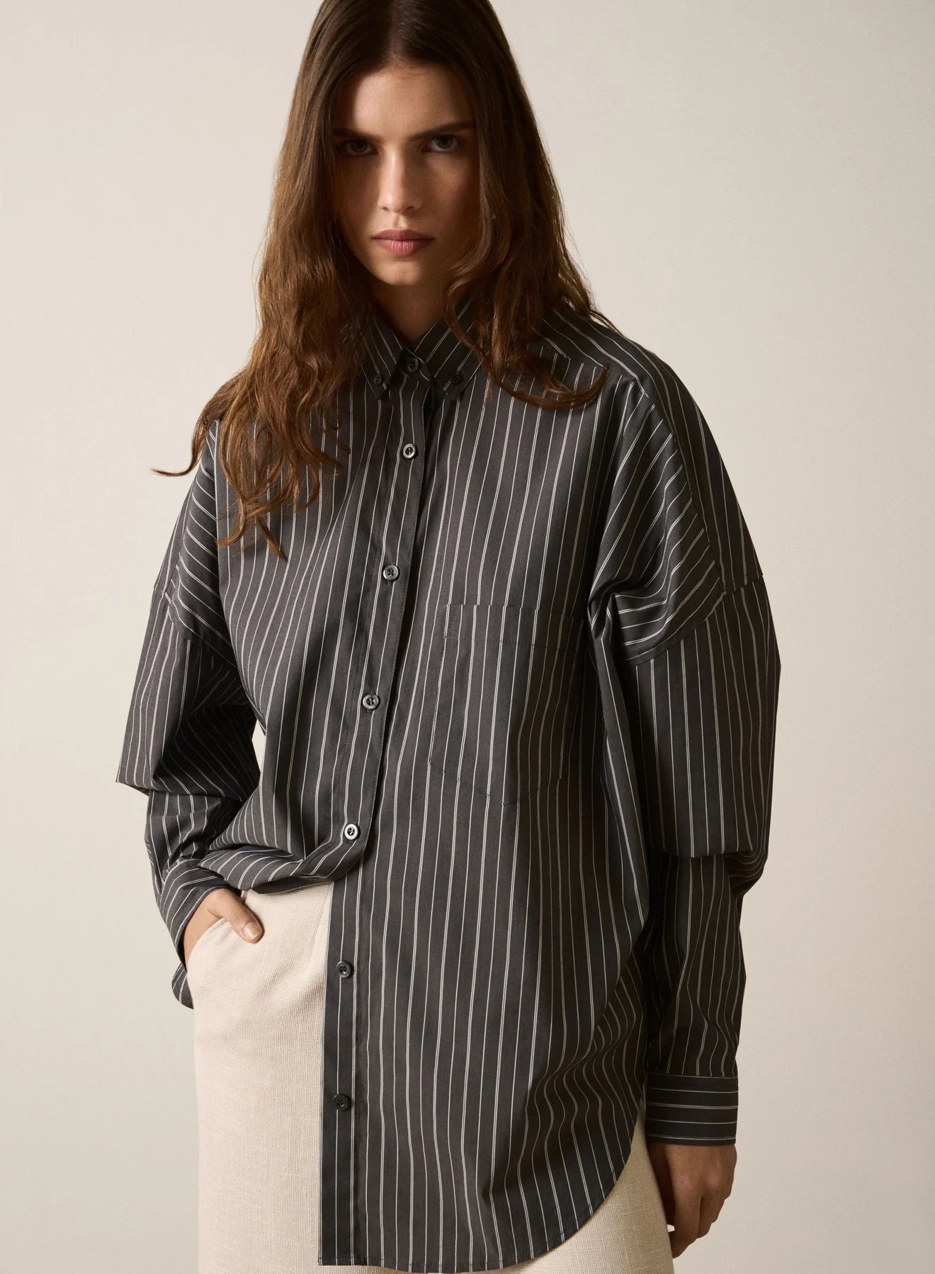 Esmaee Soulmate Shirt Charcoal Stripe