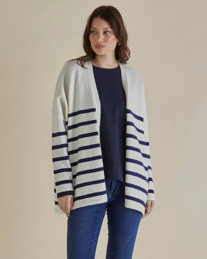 Emy Cardigan White/Blue Stripe