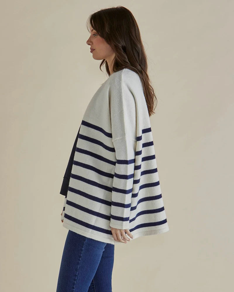 Emy Cardigan White/Blue Stripe