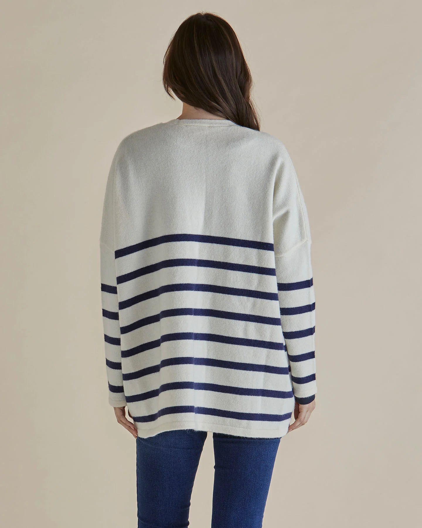 Emy Cardigan White/Blue Stripe
