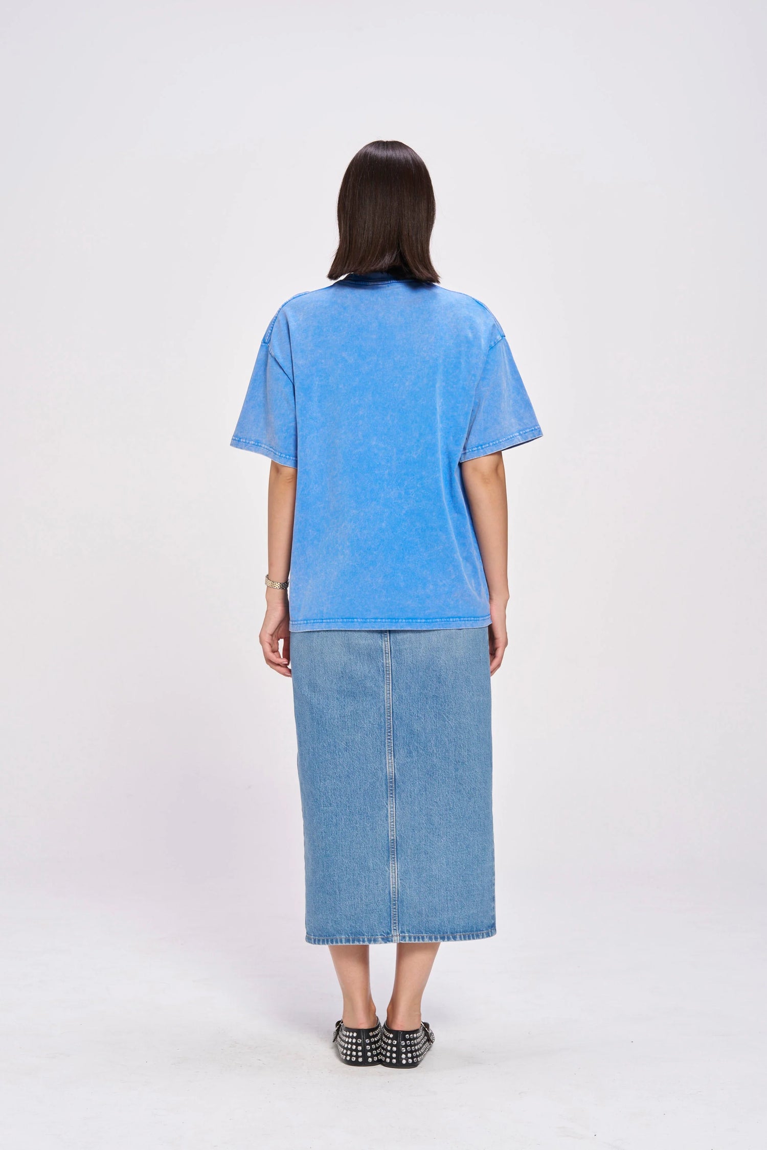 MAKU The Label Balmy Acid Wash Oversize Light Blue