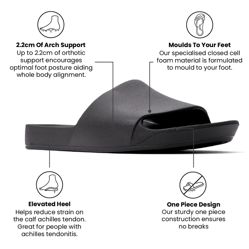 Archies Arch Support Slides Classic Black
