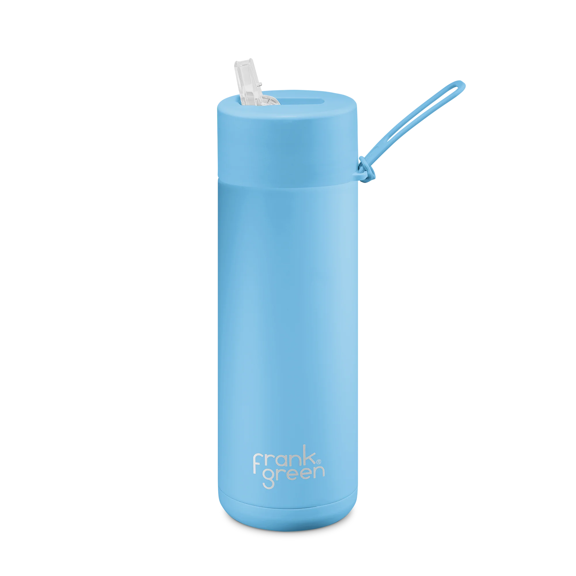 Frank Green Stainless Steel Ceramic Reusable Bottle Sky Blue With Straw 20oz/595ml