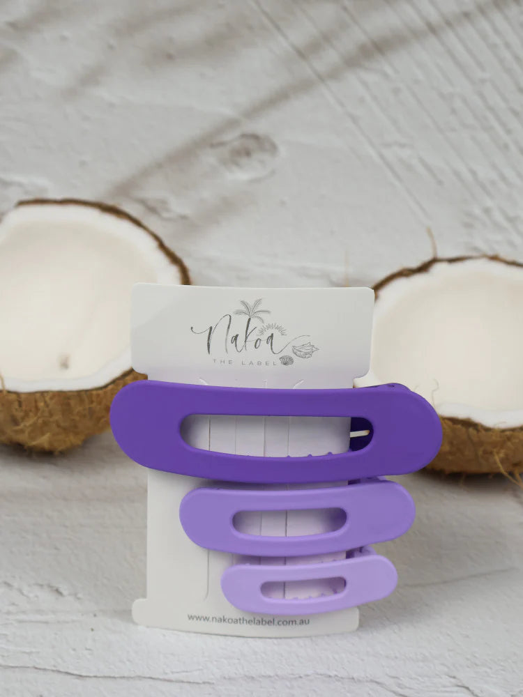 Nakoa Oval Hair Clip Set Purple