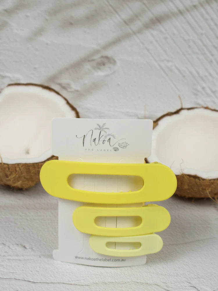 Nakoa Oval Hair Clip Set Yellow