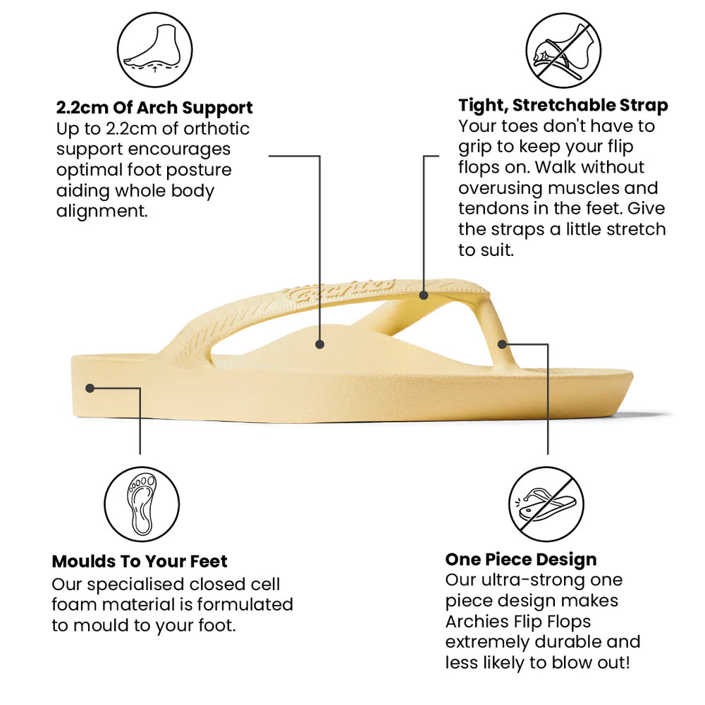 Archies Arch Support Thongs Classic Lemon