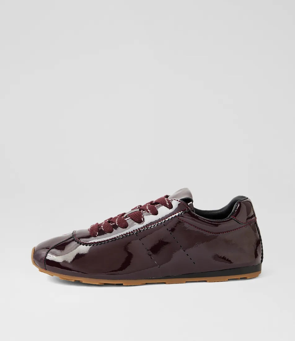 Mollini Mousi Burgundy Crinkle Patent Sneaker