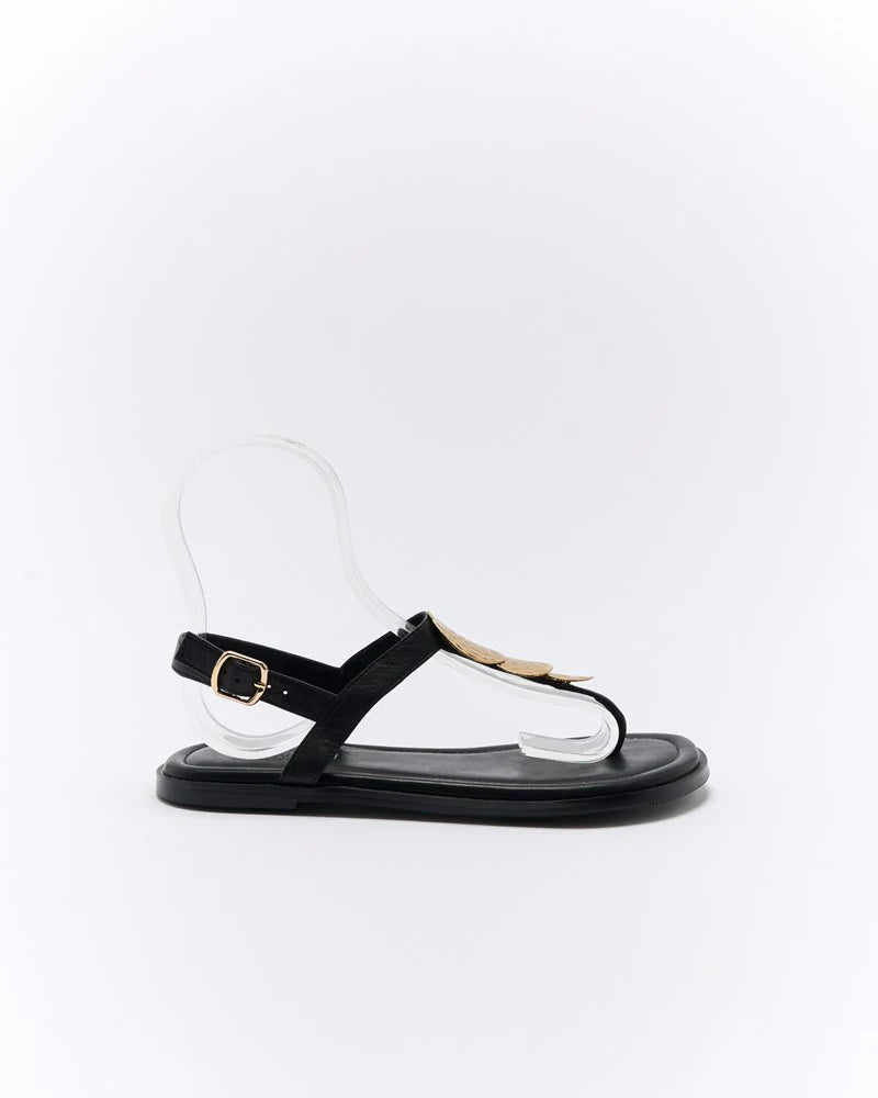 Walnut Roxie Leather Sandal Black