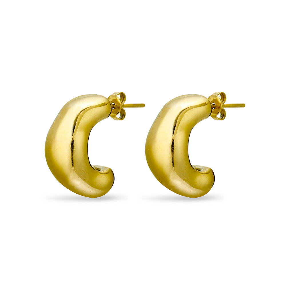 Seren Stainless Steel Gold Plated Chunky Abstract Half Hoop Earrings