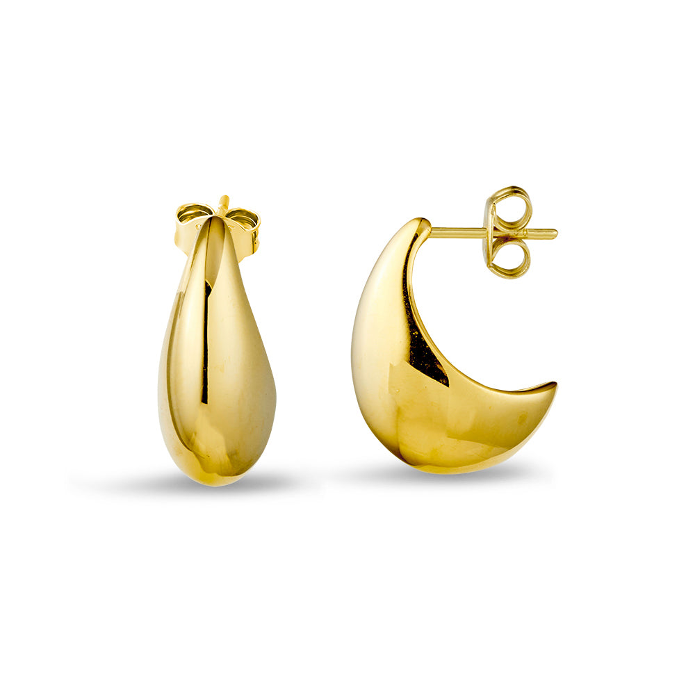 Seren Stainless Steel Gold Plated Medium Teardrop Shape Earring