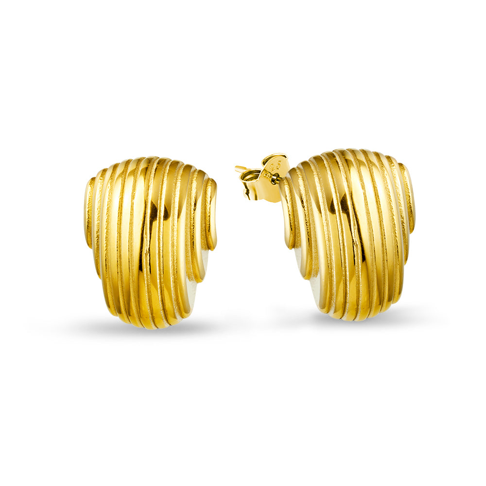 Seren Stainless Steel Gold Plated Oversize Abstract Shell Earrings