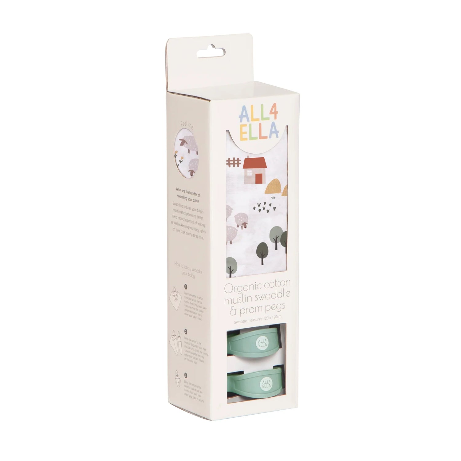 Muslin & 2 Pram Peg Gift Set Country Farm