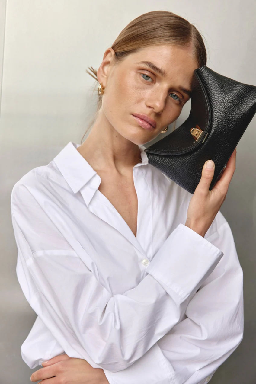 Vestirsi Sloane Mini Black Leather Crossbody Clutch