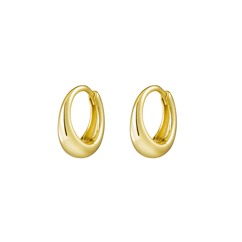 Sterling Silver Petite Concave Hoop Earrings Gold