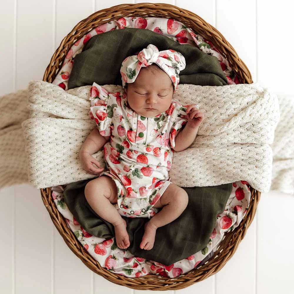 Snuggle Hunny Strawberry Organic Bodysuit with Frill