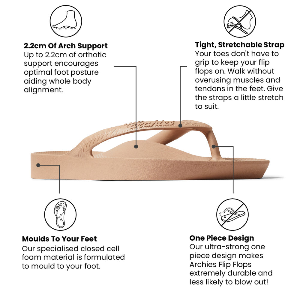 Archies Arch Support Thongs Classic Tan