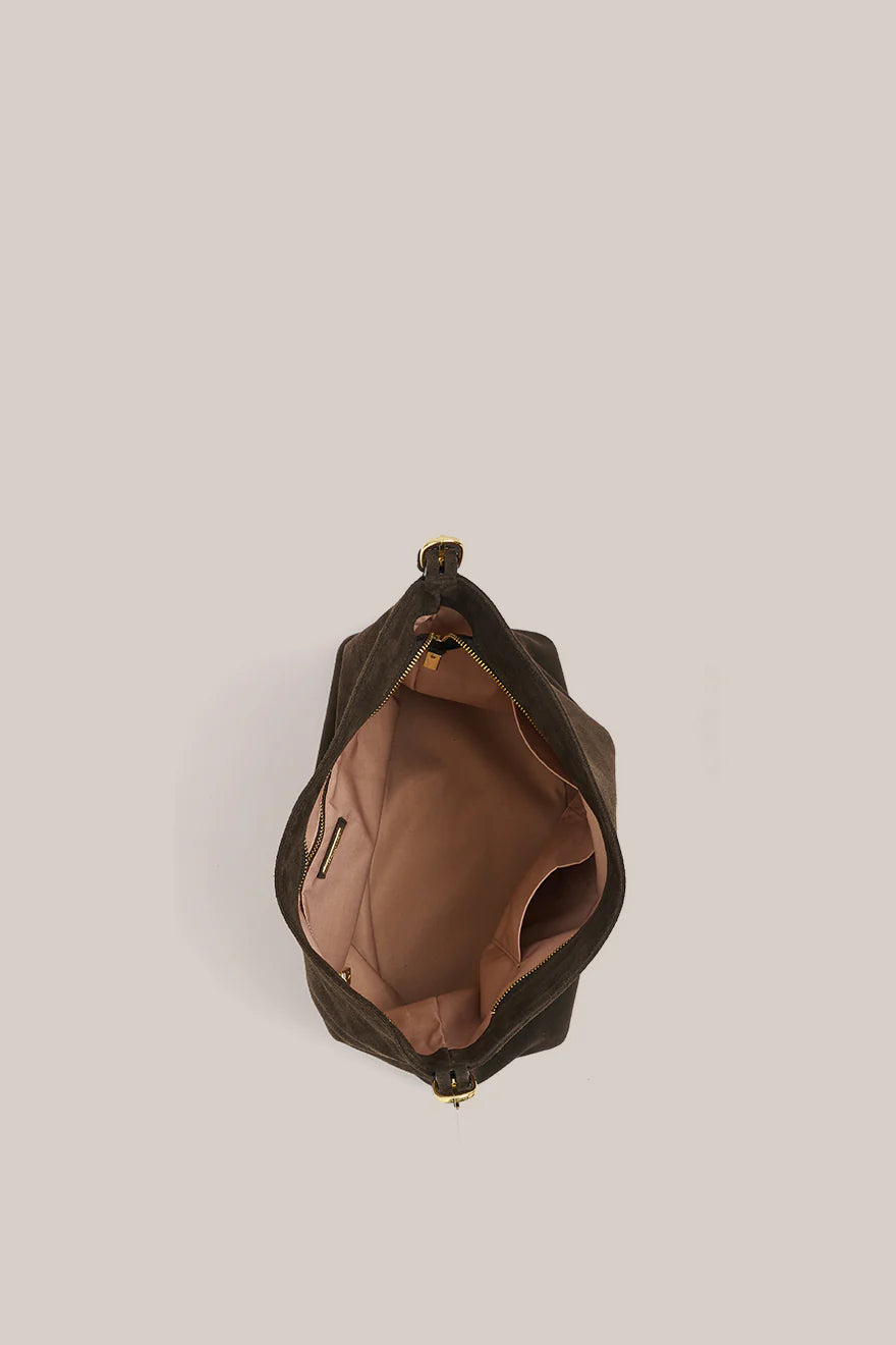 Vestirsi Savannah Suede Dark Chocolate Hobo Bag