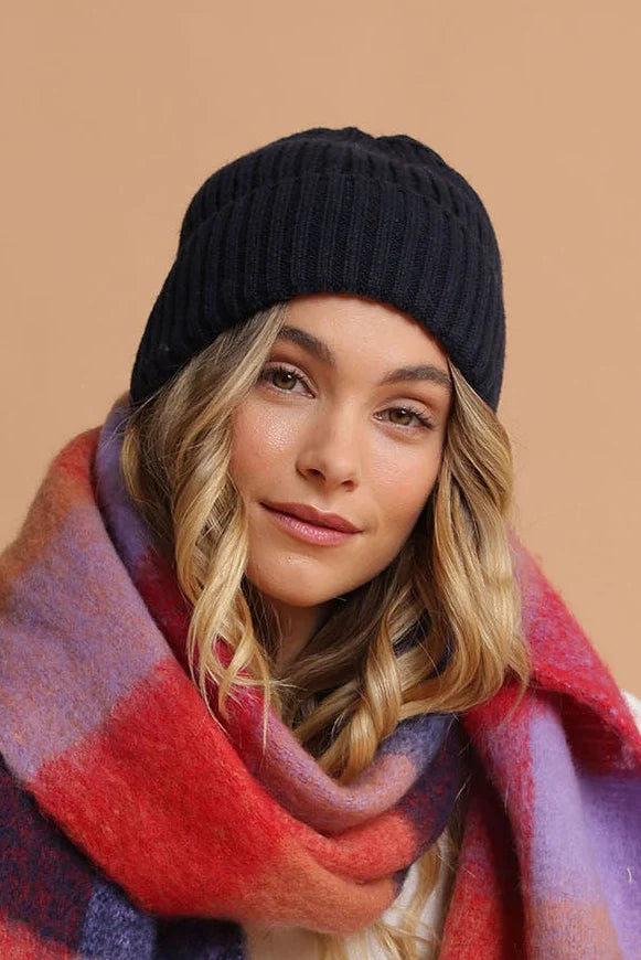 Morgan & Taylor Mia Wool Blend Beanie in Navy