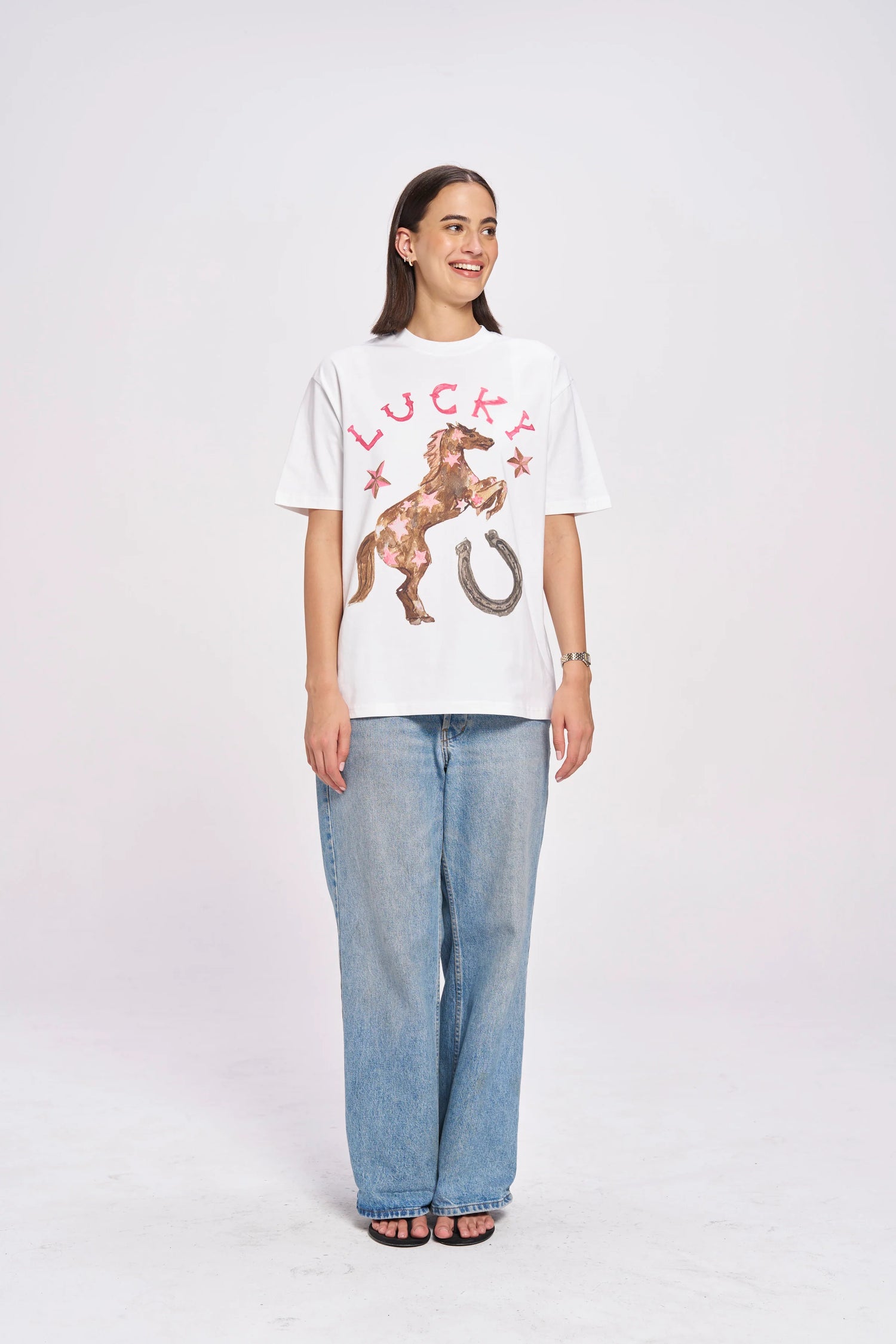 MAKU The Label Western Lucky Oversize Tee Lucent White