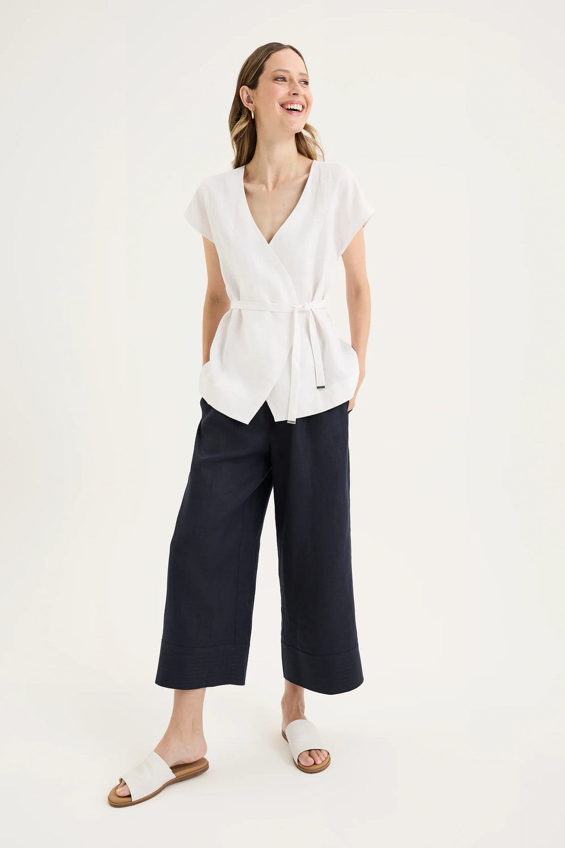 Yarra Trail Tirari Wrap Top White