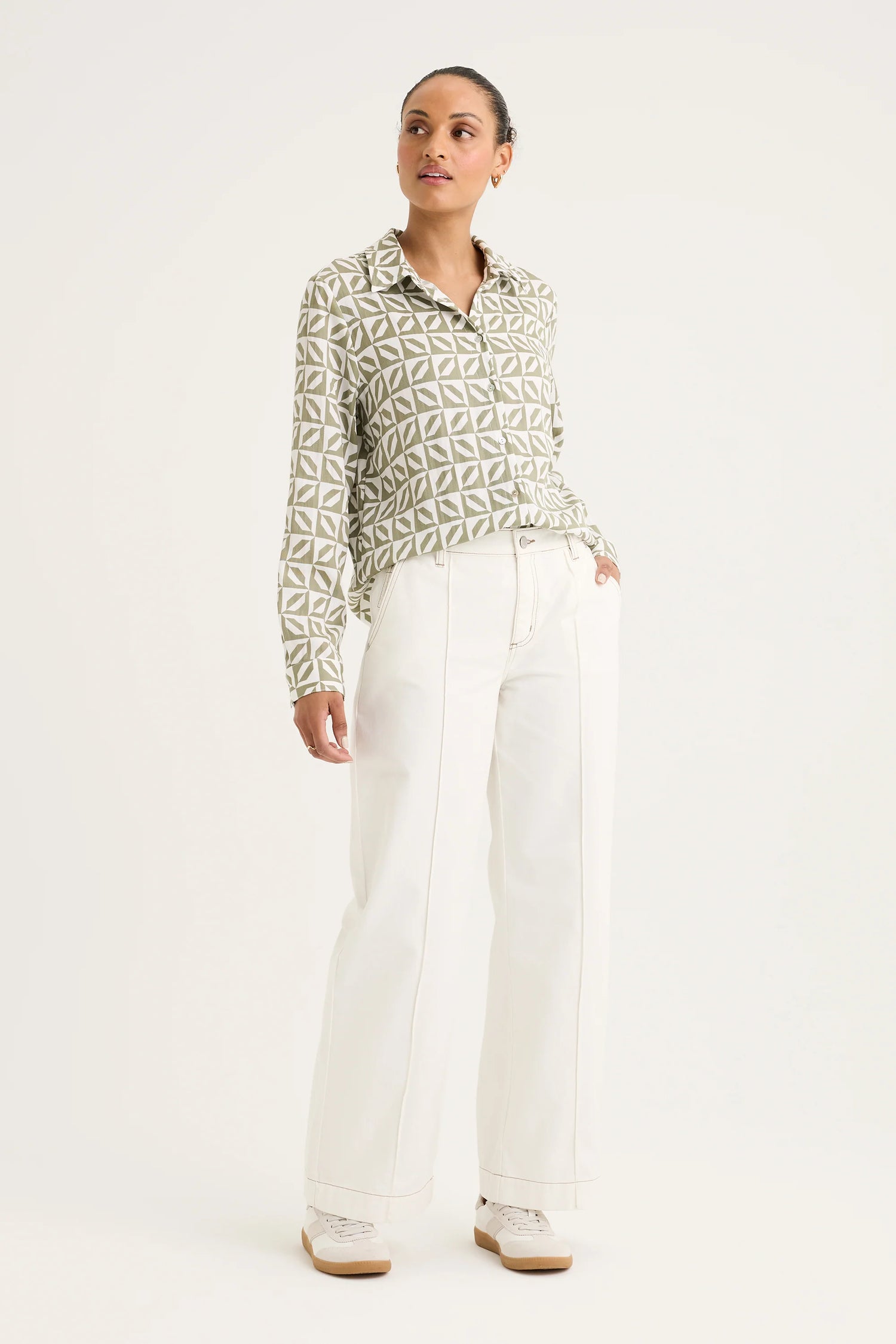 Yarra Trail Briar Wide Leg Jean Ecru