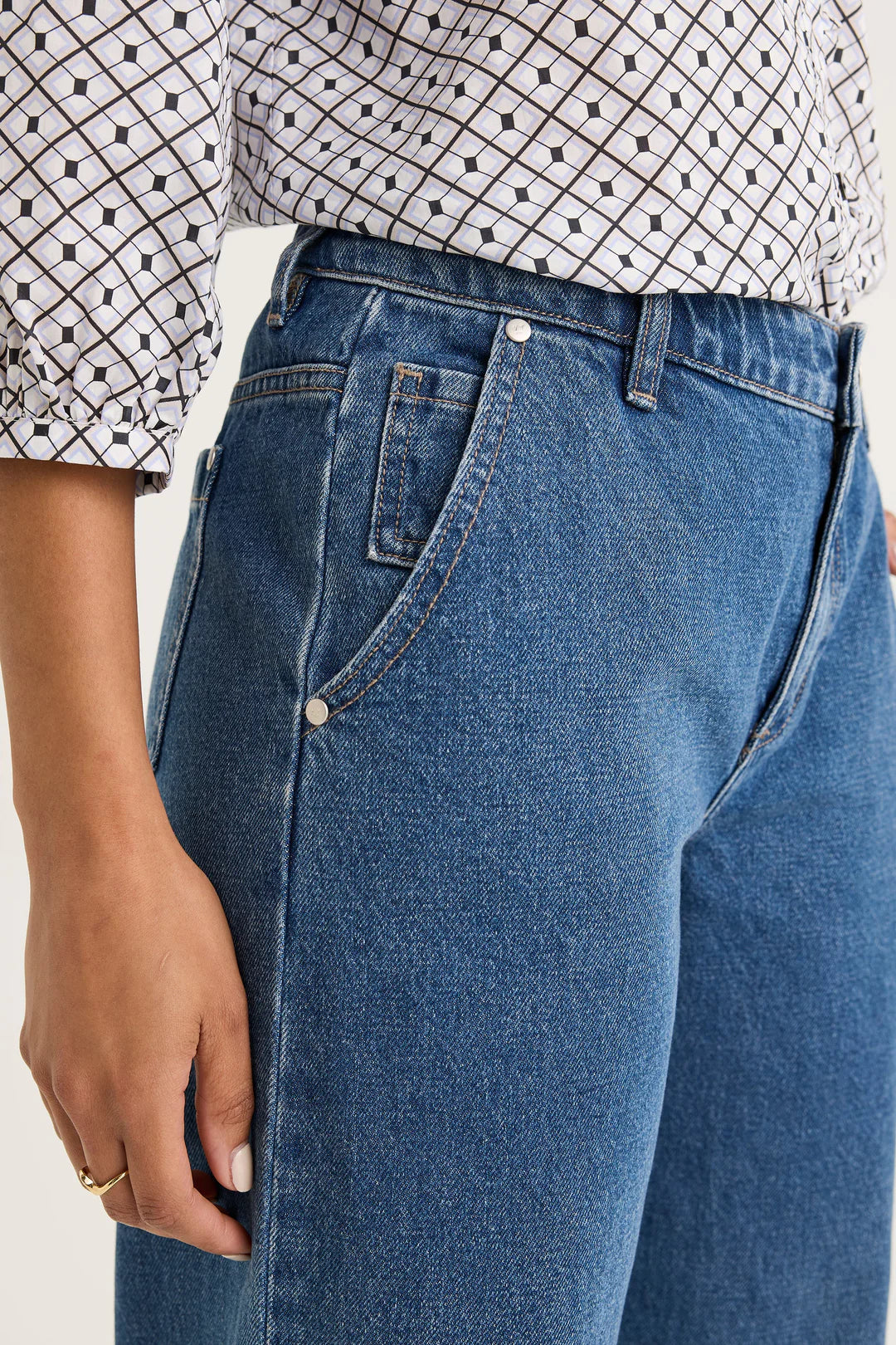 Yarra Trail Envy Wide Leg Jean Mid Wash