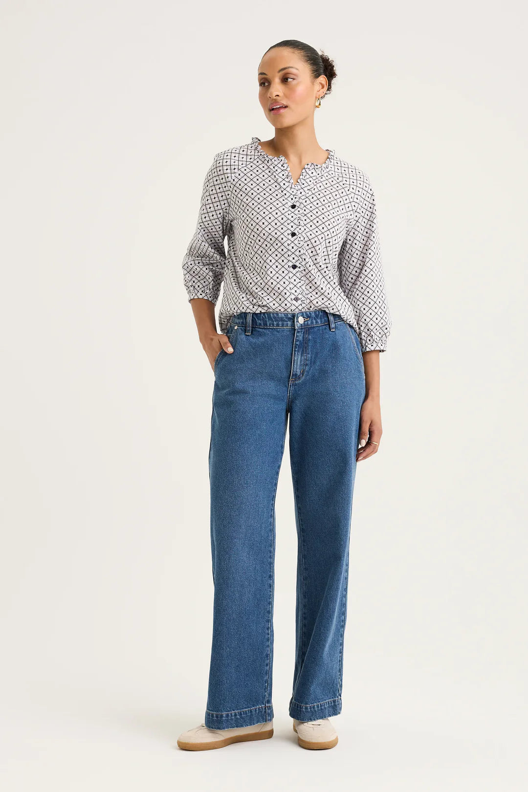 Yarra Trail Envy Wide Leg Jean Mid Wash