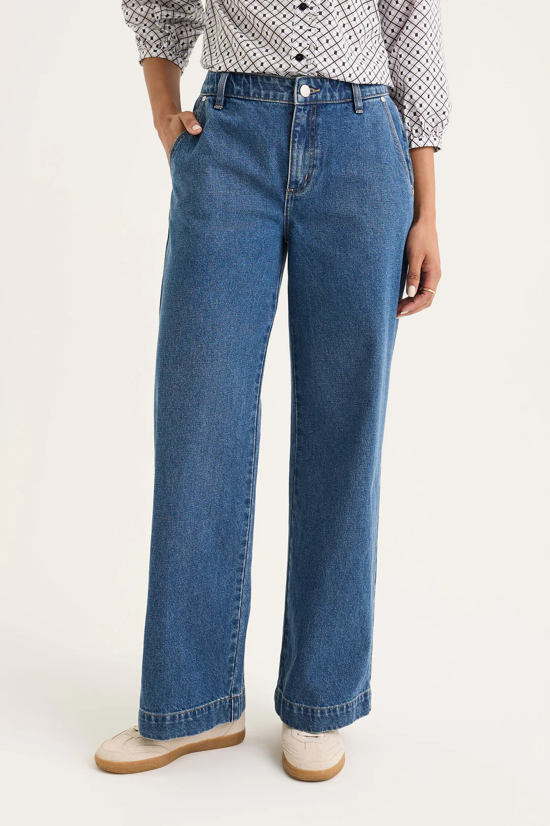 Yarra Trail Envy Wide Leg Jean Mid Wash