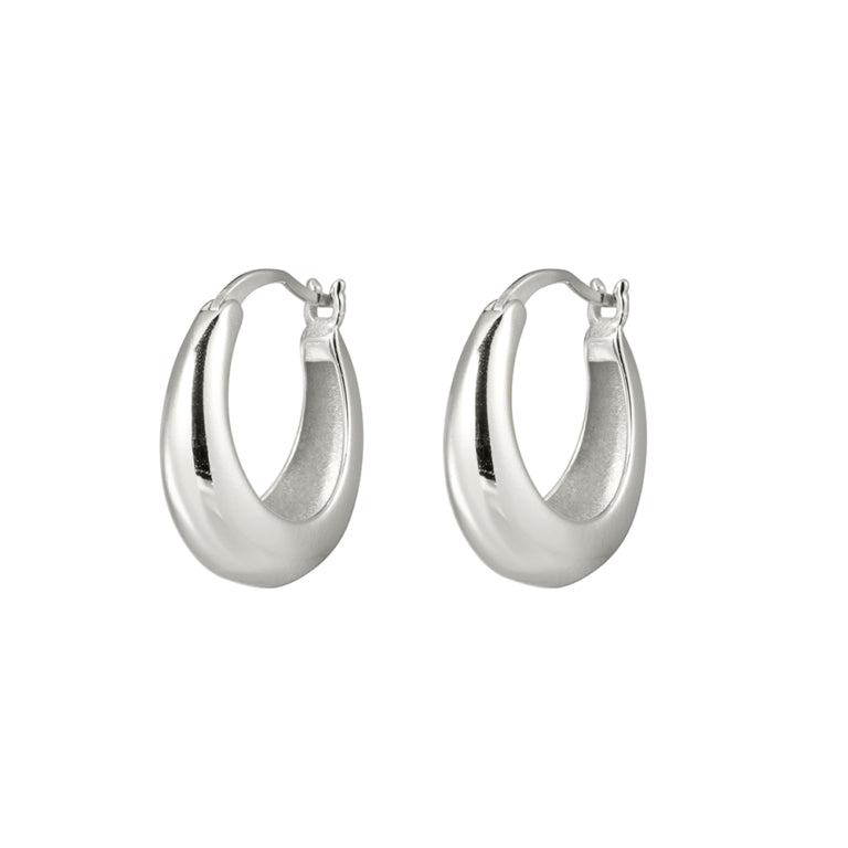 Sterling Silver Tapered Hoop Earrings Silver
