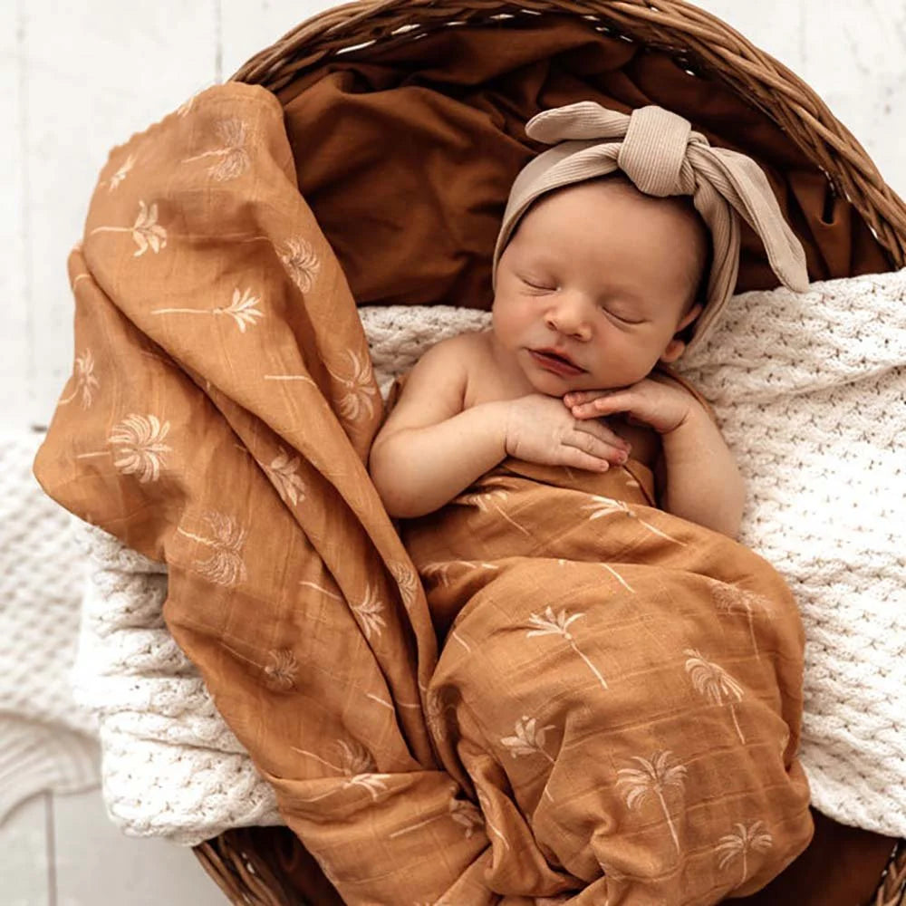 Snuggle Hunny Organic Muslin Wrap Bronze Palm