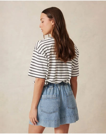 Ceres Pleat Front Short Mid Blue Wash