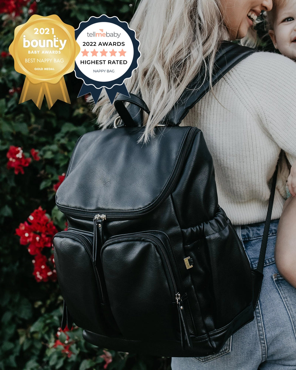 OiOi Signature Nappy Backpack - Black Vegan Leather