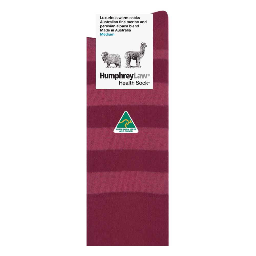 Humphrey Law Merino & Peruvian Alpaca Blend Stripe Health Sock Berry