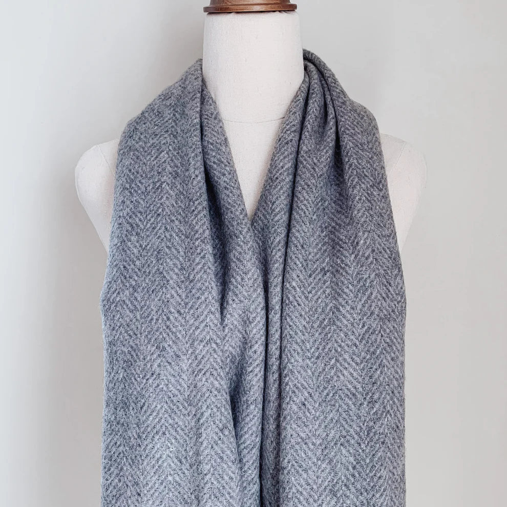 Luxe Herringbone Blanket Wrap Grey