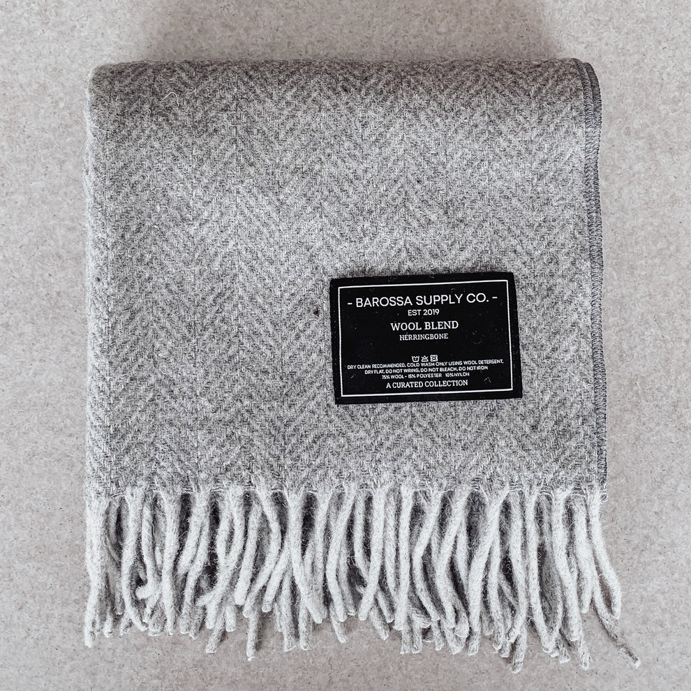 Luxe Herringbone Blanket Wrap Grey