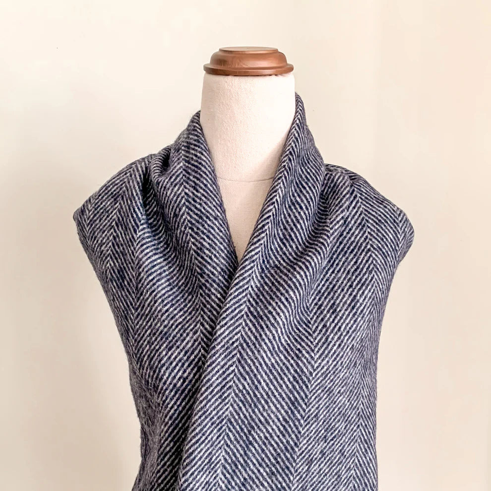 Luxe Herringbone Blanket Wrap Blue