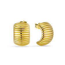 Seren Stainless Steel Gold Plated chunky Curve Earrings