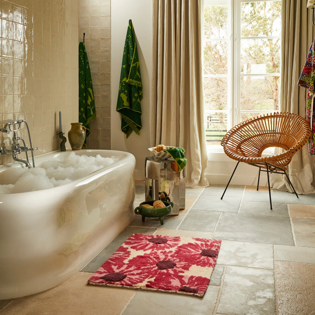 Sage x Clare Isabella Bath Mat Crimson