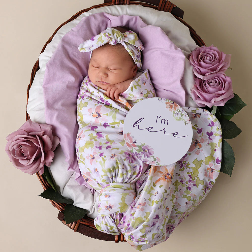 Snuggle Hunny Organic Jersey Wrap + Topknot Set Isla